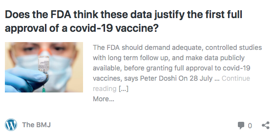 BMJ - Doshi Opinion Piece on FDA Covid-19 Vaccine Approval