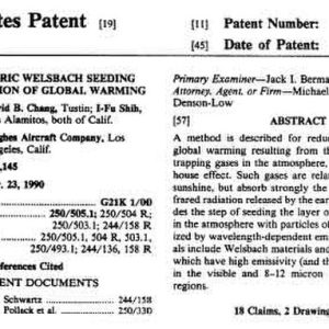 Patent 1991 - Stratospheric Welsbach Seeding
